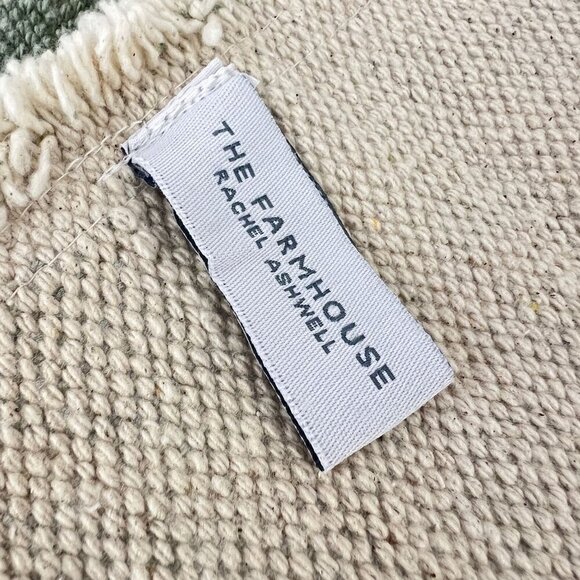 Rachel Ashwell Farmhouse Table Runner 16" X 72" Green & Beige 100% Cotton Bunny - Picture 3 of 8